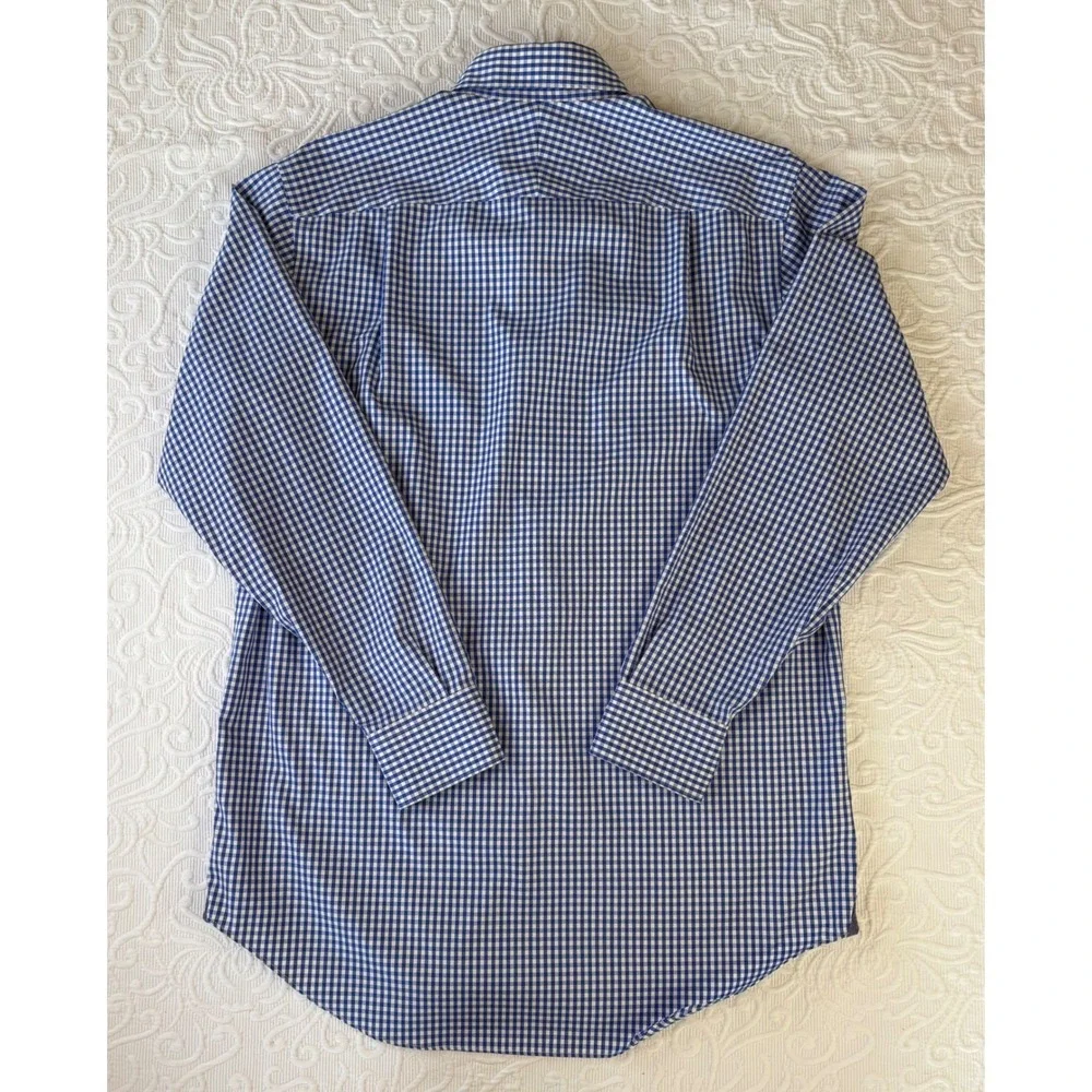 Charles‎ Tyrwhitt Non Iron Classic Fit Shirt Blue White Gingham 15.5 34 Mens